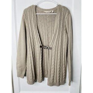 Soft Surroundings Open Cardigan M Buckle Cotton Wool Blend Oversized Lagenlook